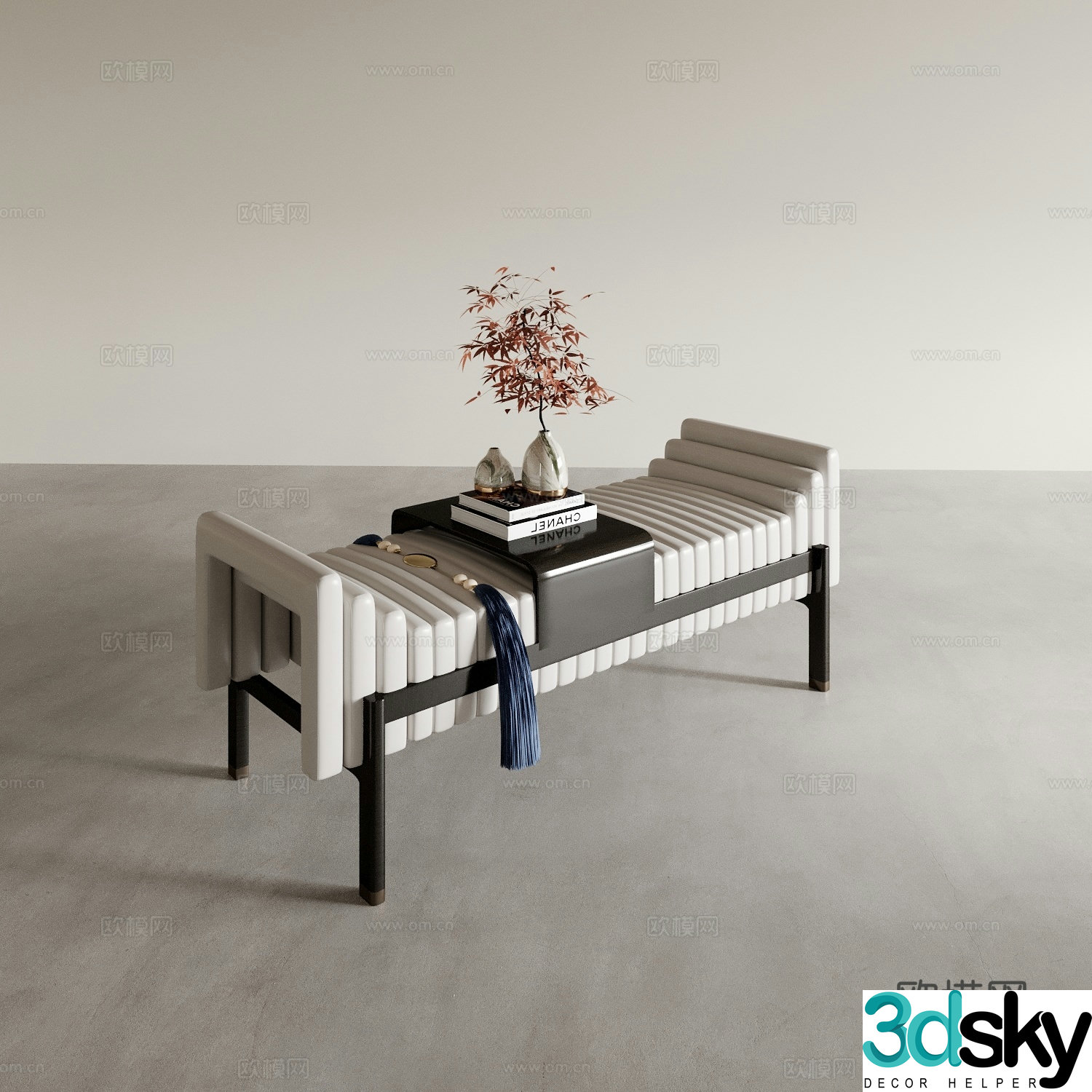 New Chinese style sofa stool shoe changing stool imperial concubine couch bench 3D model