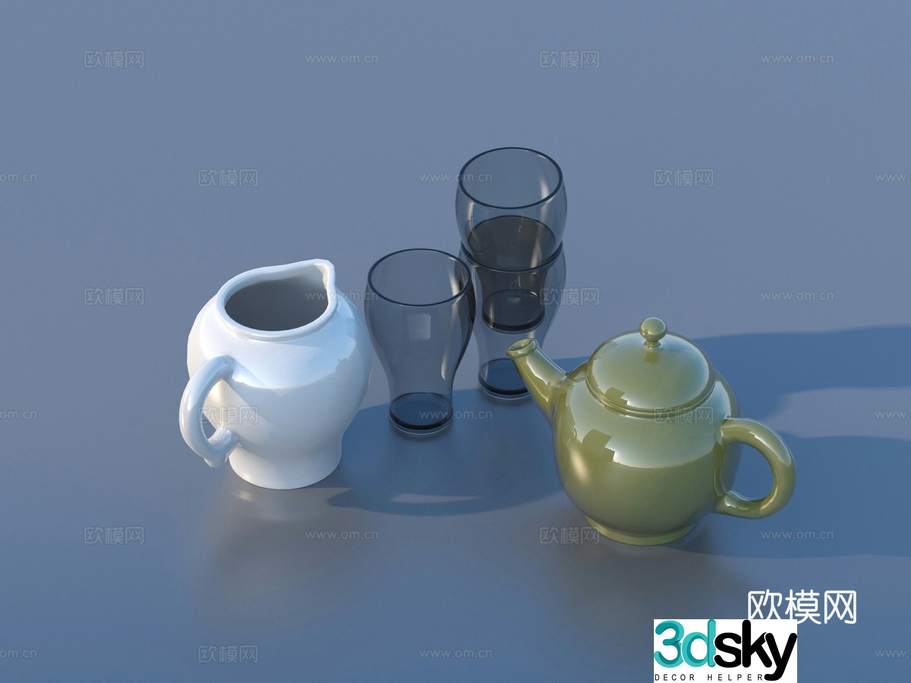 Cup Teapot Glass Cup Tea Set 3D Model