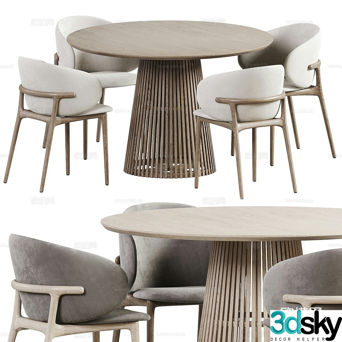 New Chinese dining table and chair 3D model
