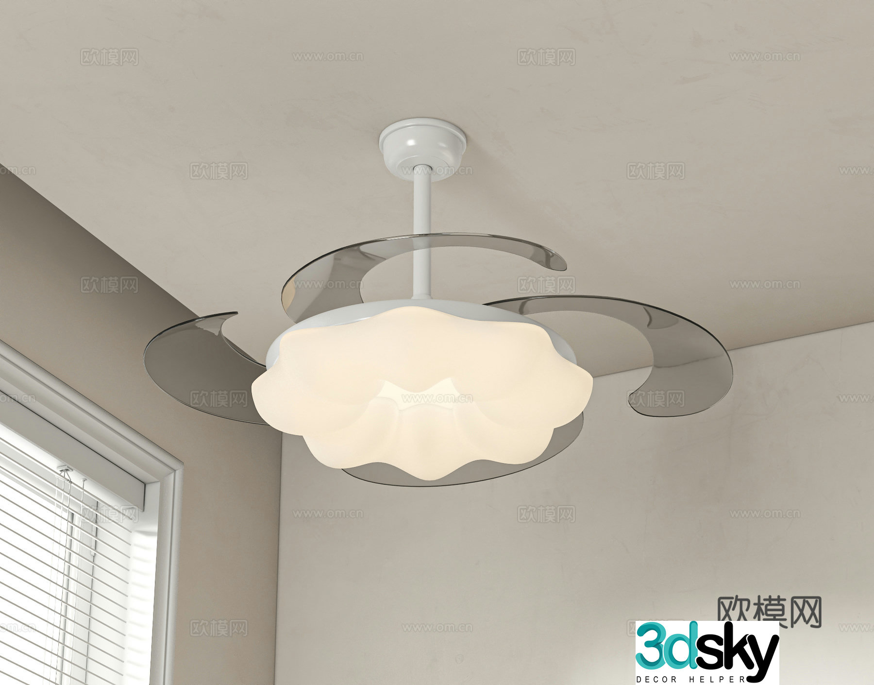 Cream style ceiling fan lamp fan lamp 3d model
