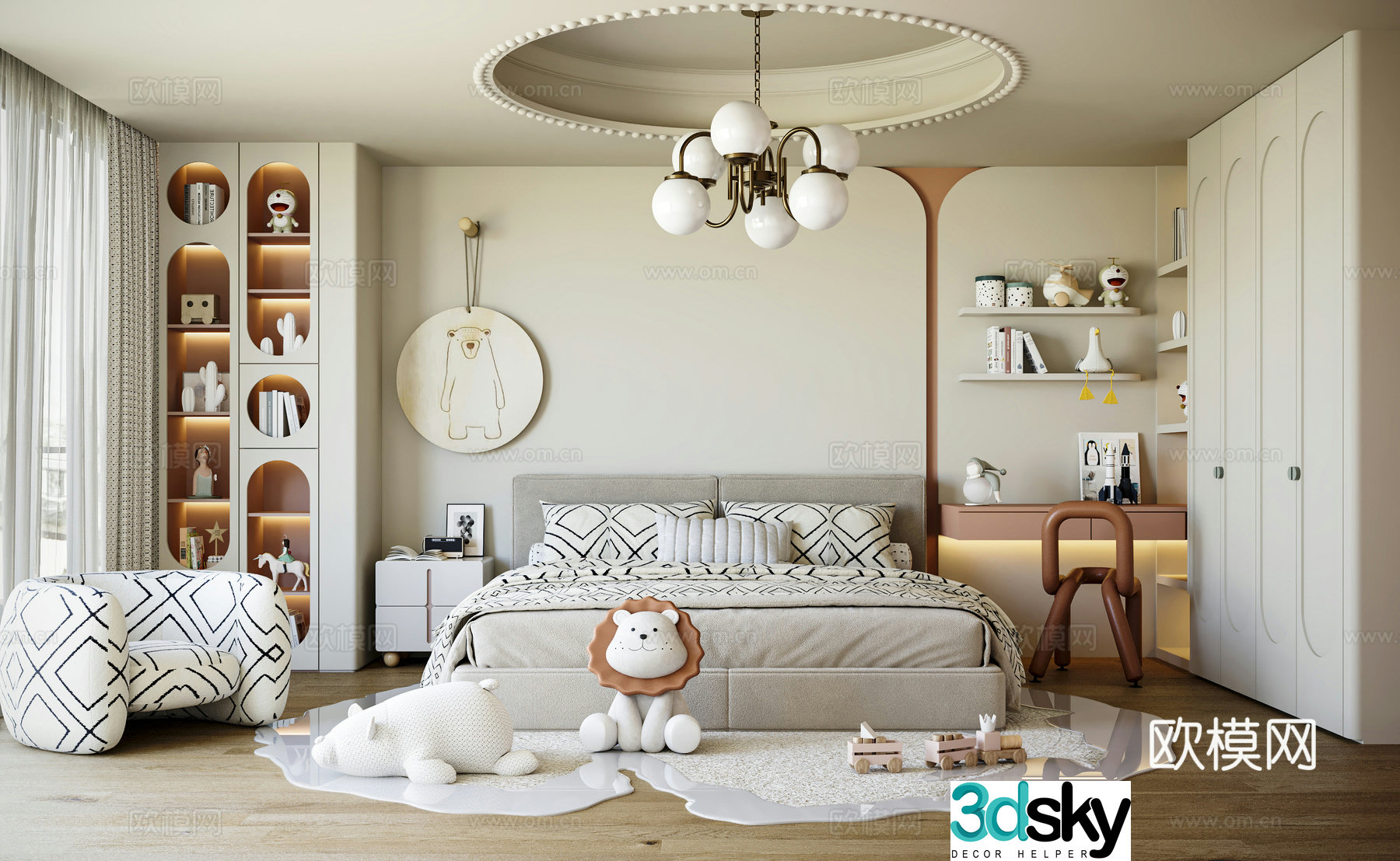 French children’s room girl’s room 3d model