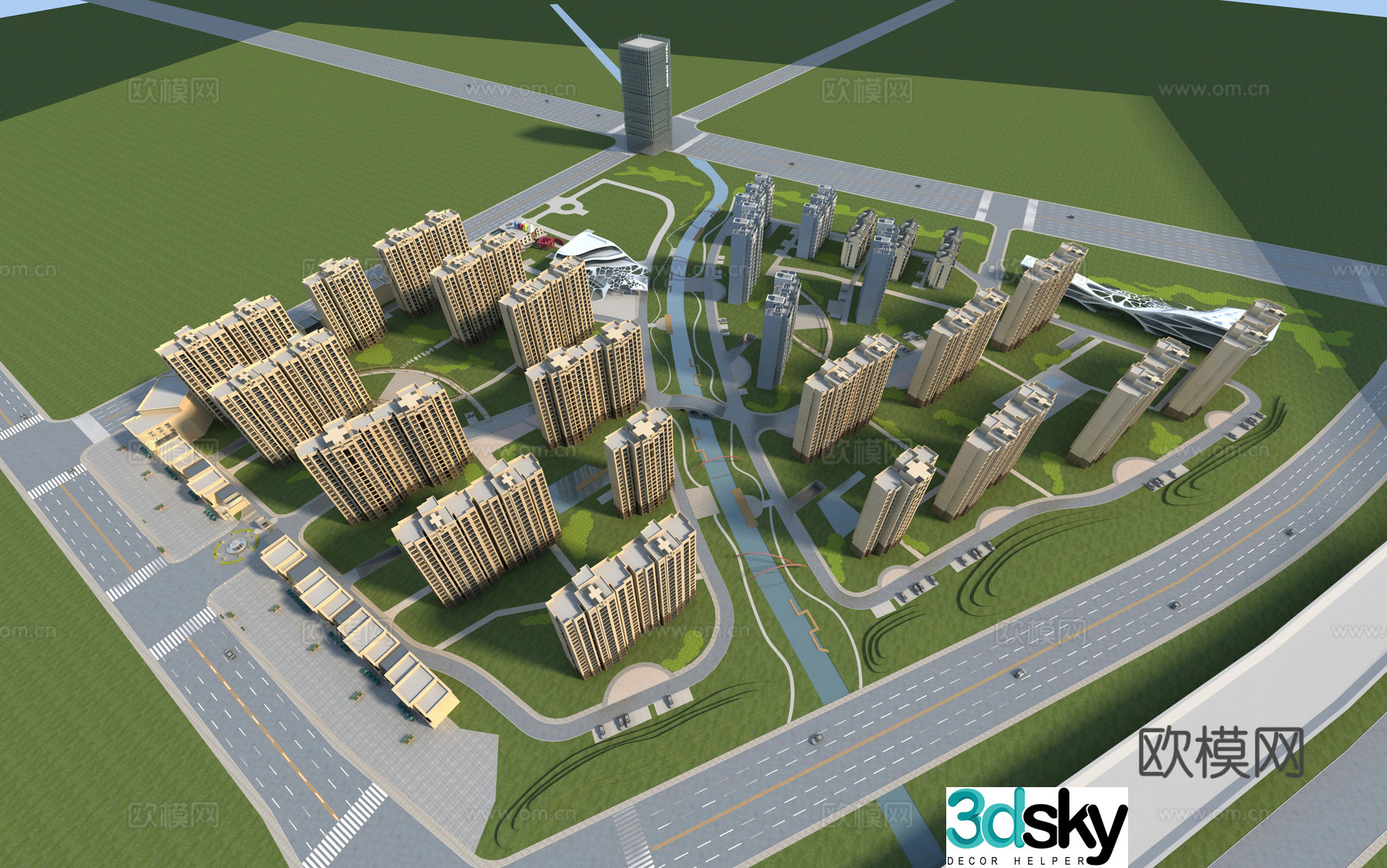 City architecture bird’s eye view planning residential bird’s eye view 3D model