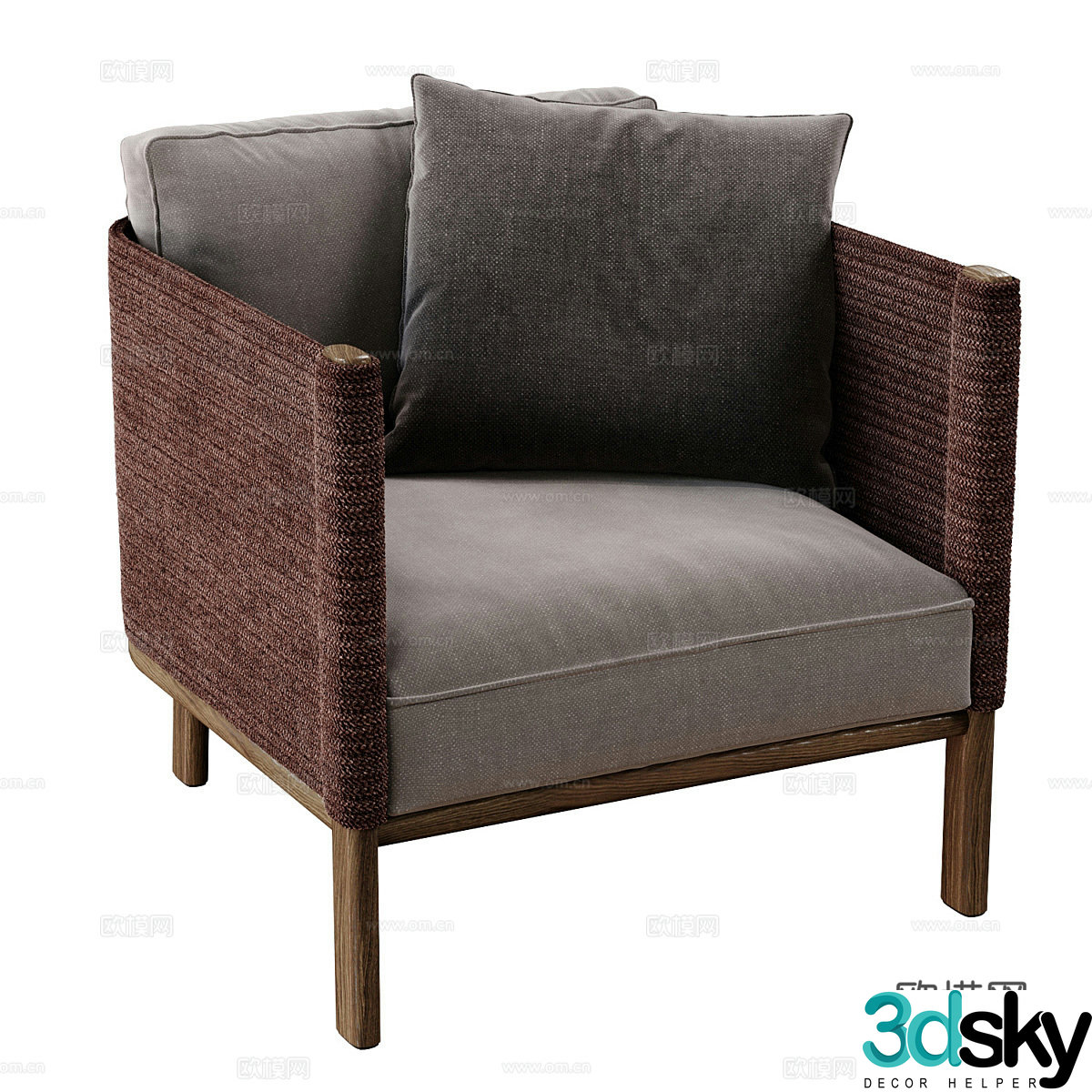 New Chinese -style casual chair armchair 3D model