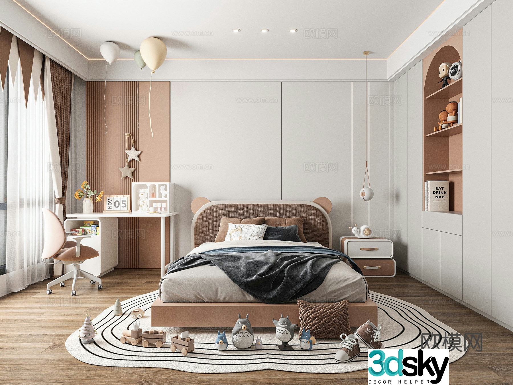 Modern children’s room girl’s room 3d model