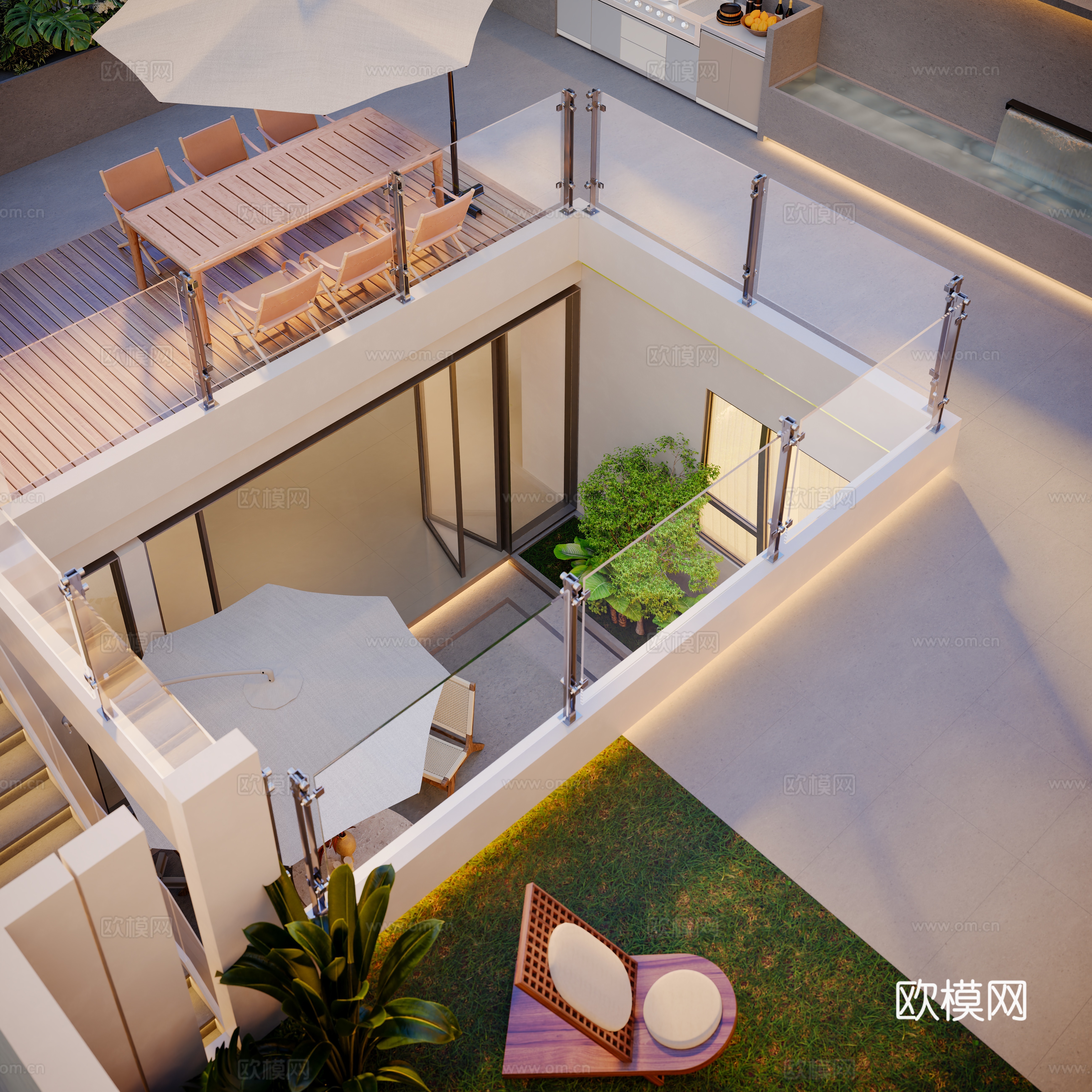 Modern courtyard landscape 3d model