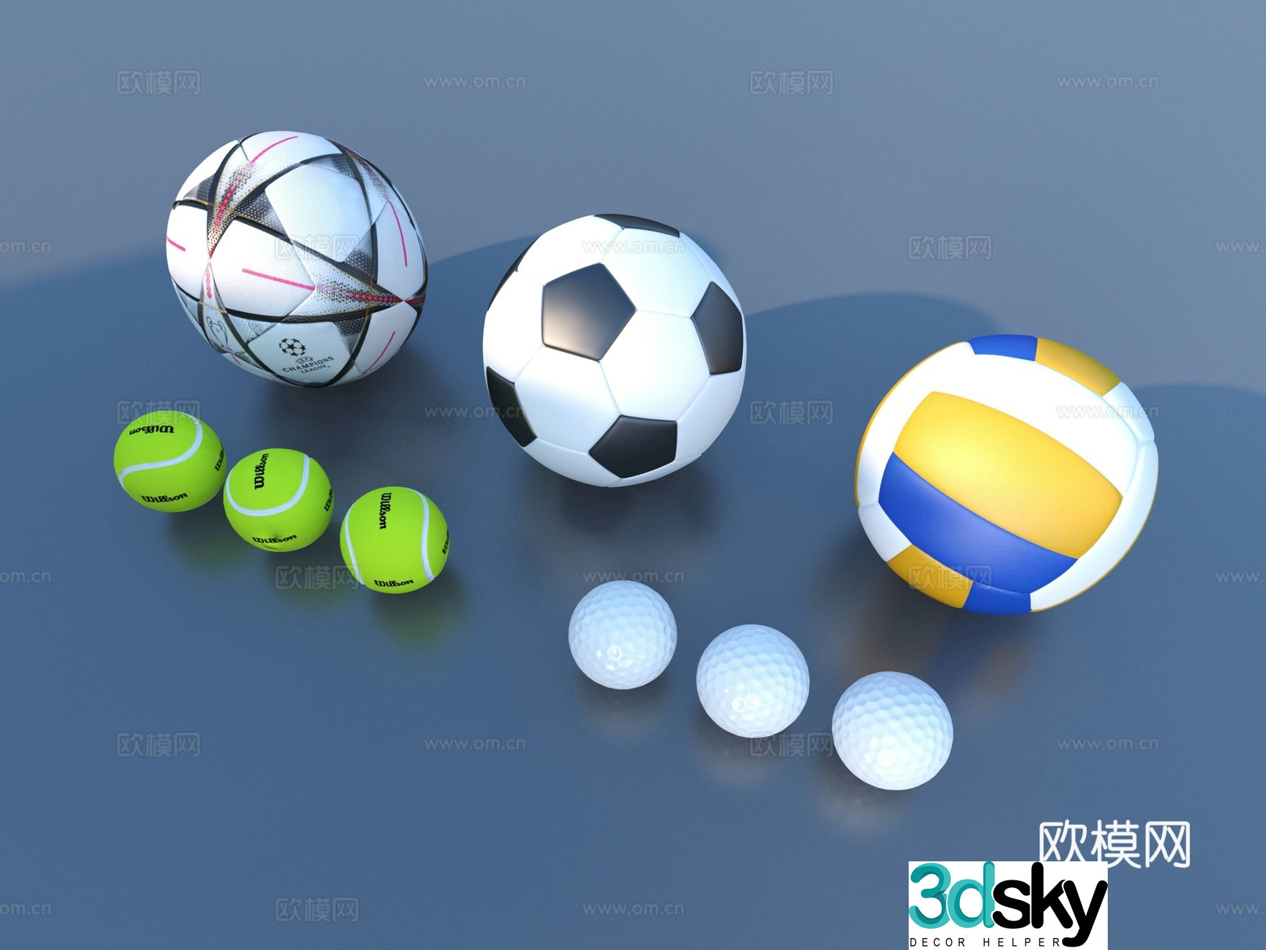 Football Volleyball Golf Tennis 3D Model