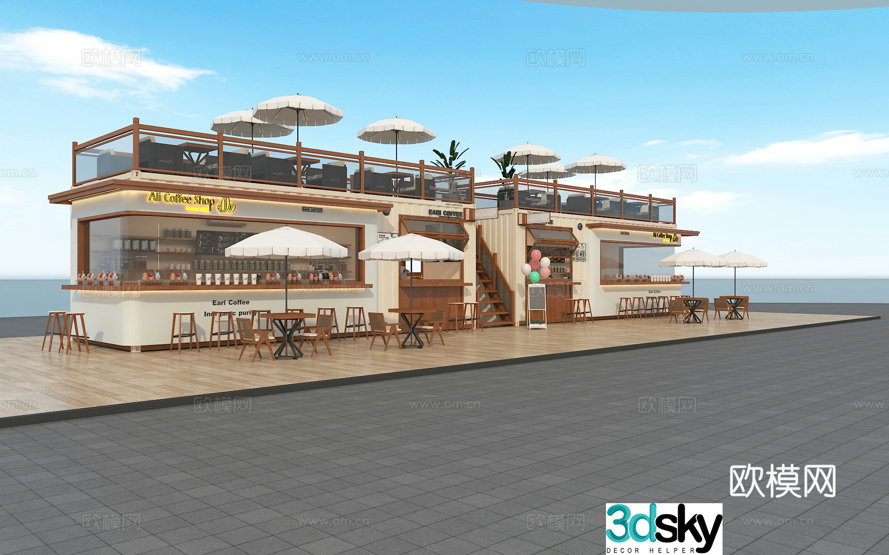container coffee shop beverage shop 3d model