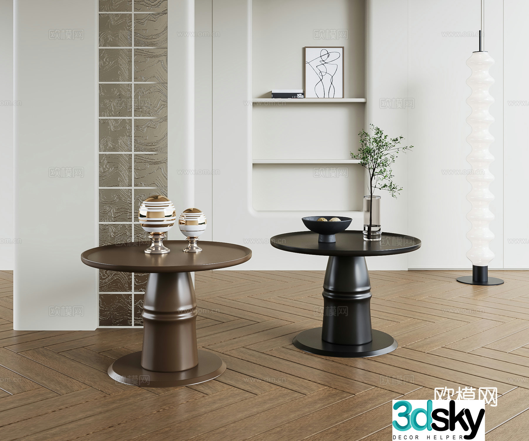 Modern round table side table angle table 3D model