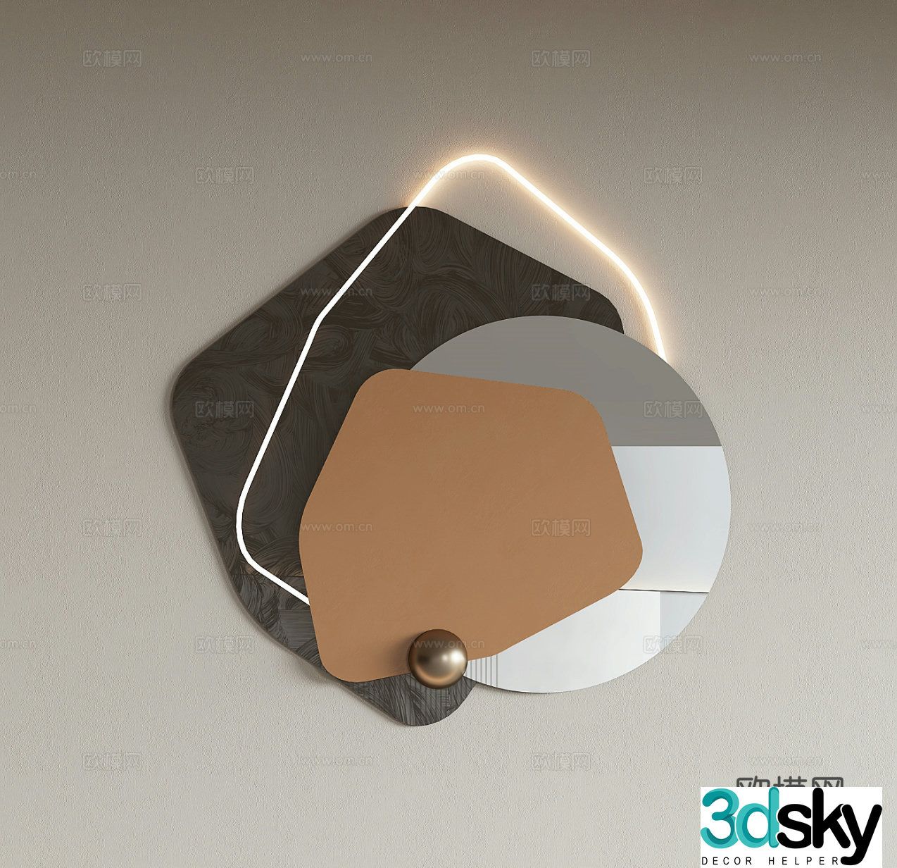 Modern wall decoration pendant 3D model