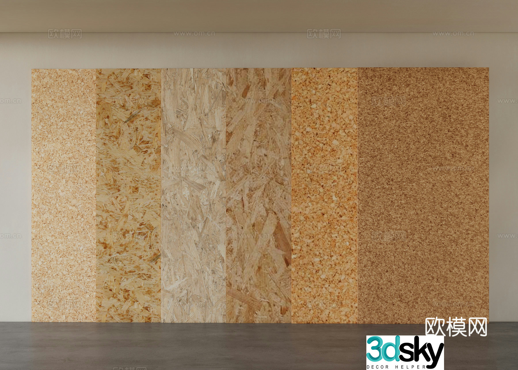 Modern wood veneer Osong board Cork board 3d model