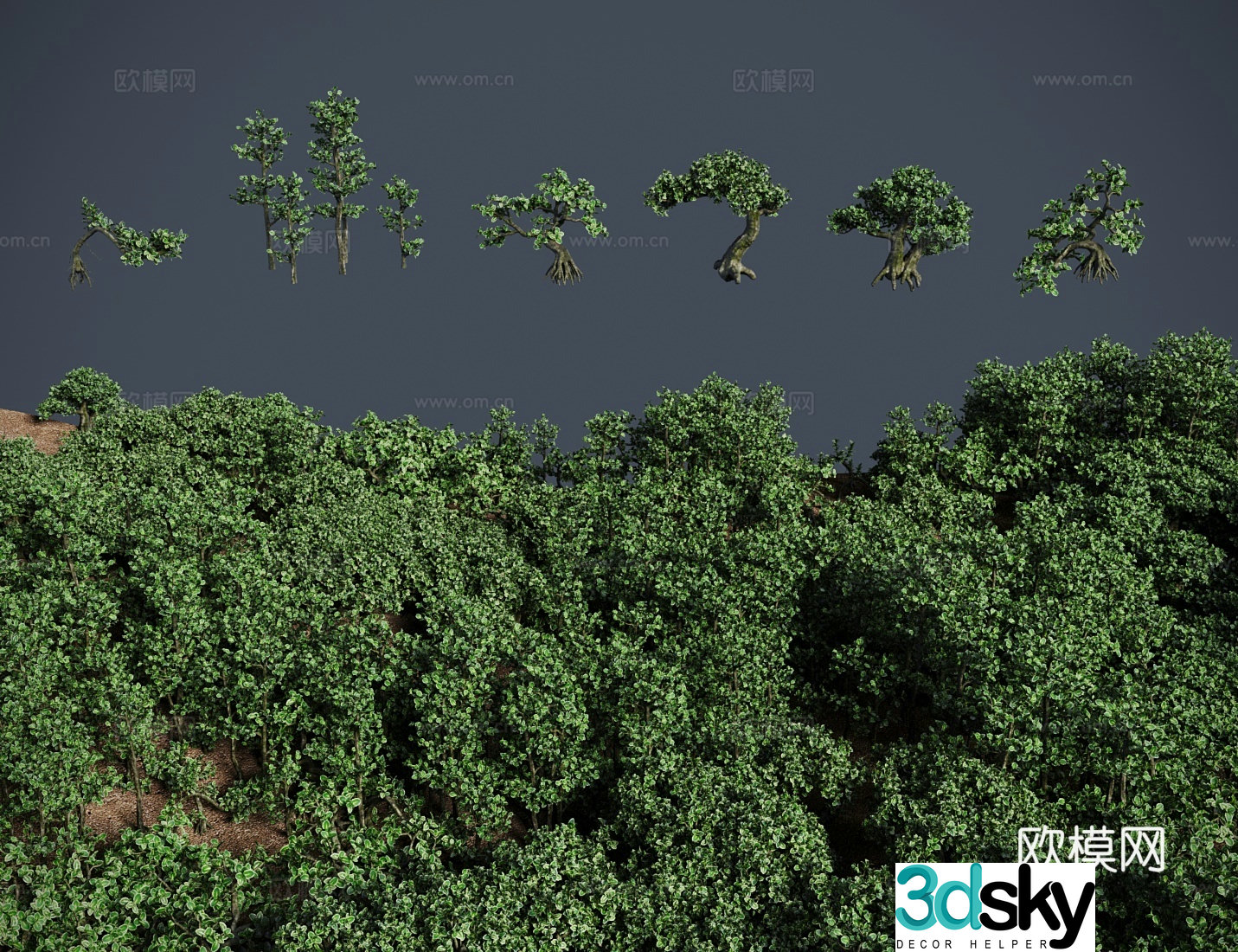 Modern landscape tree June snow bonsai shrub full of stars white horse bones broken leaves holly 3d model