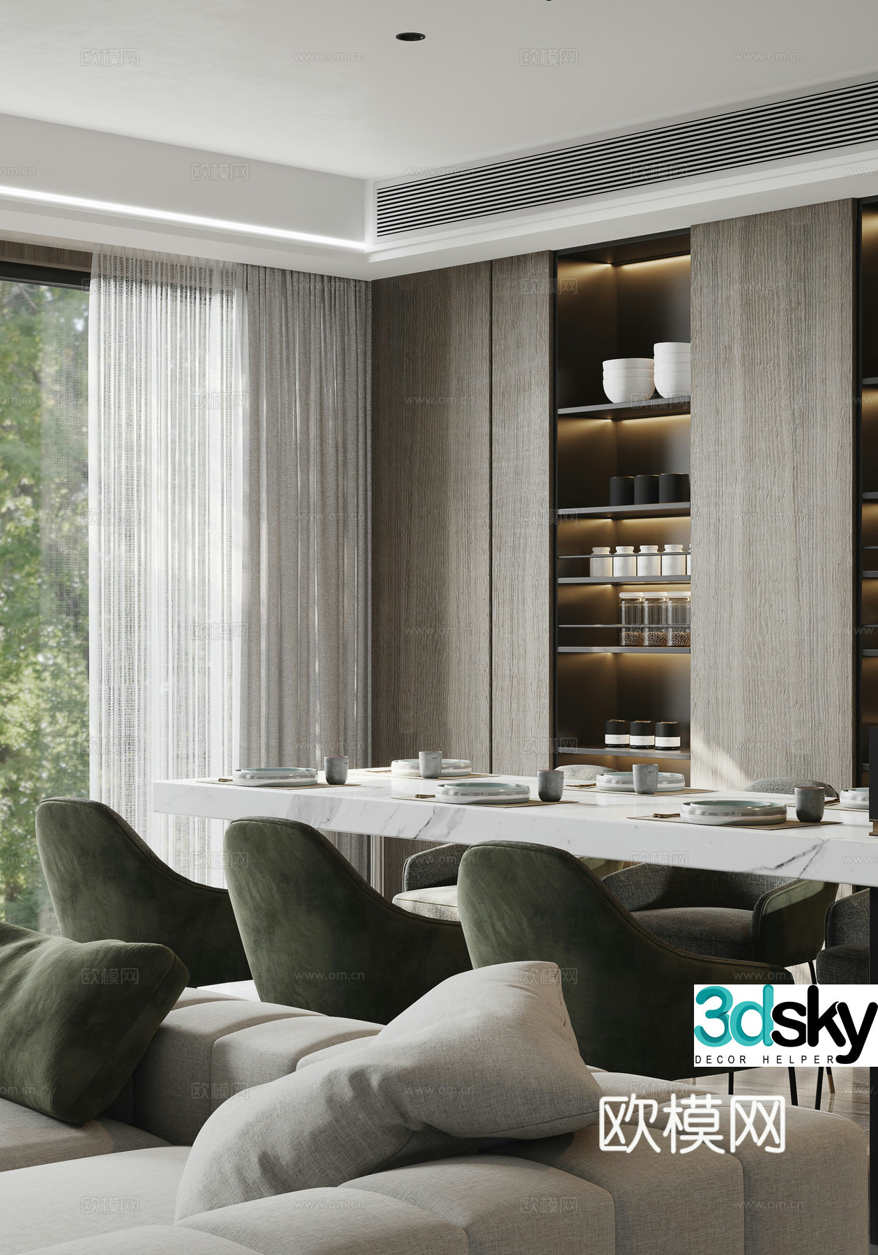 Modern dining table and chair 3d model