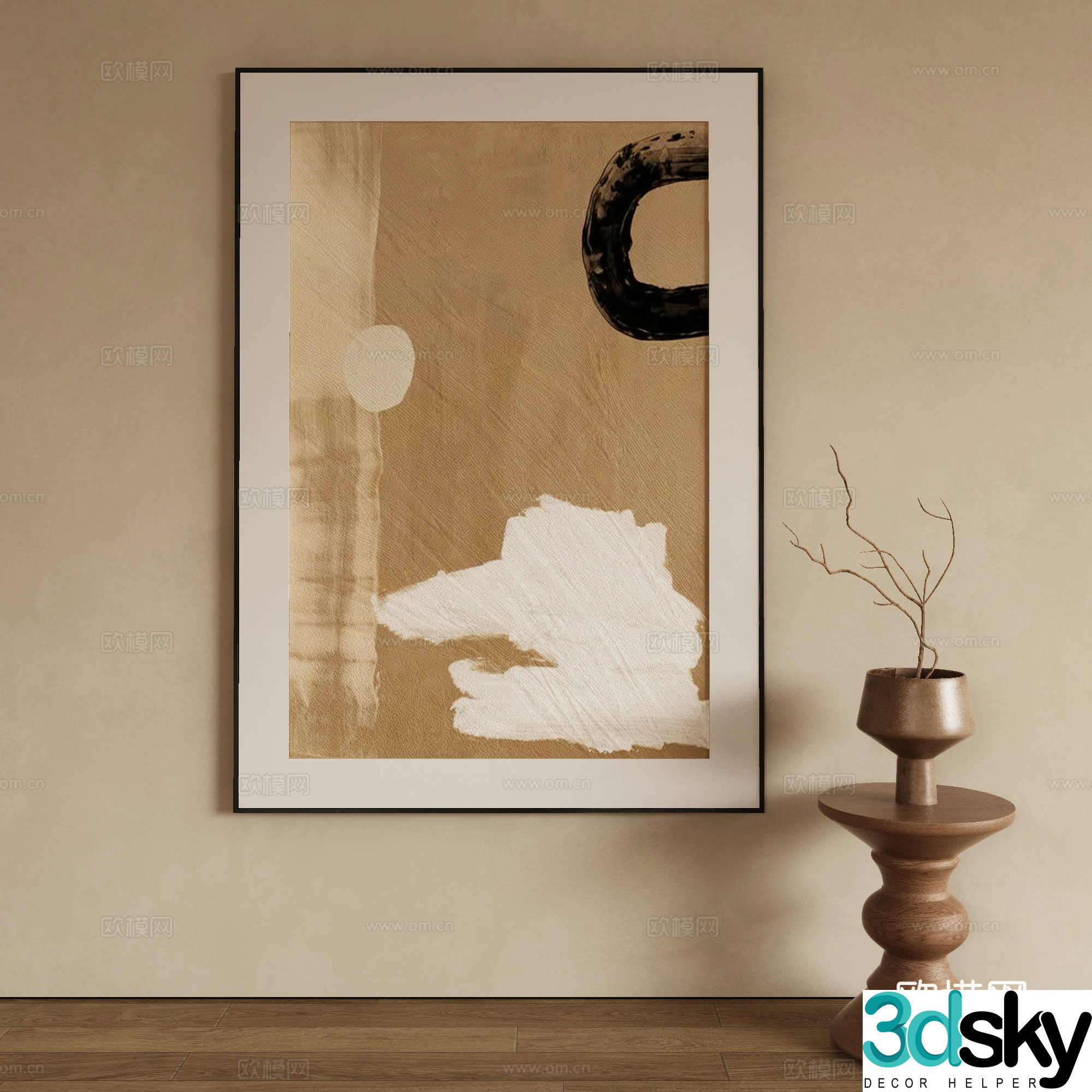 Modern texture painting decorative painting 3d model