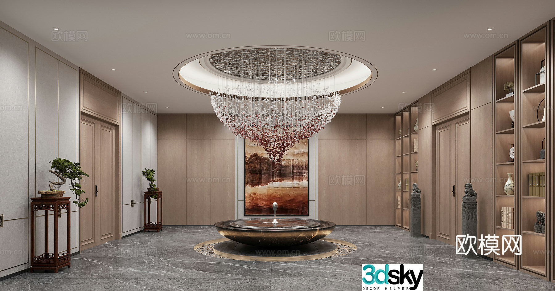 New Chinese Hotel Hall 3D Model