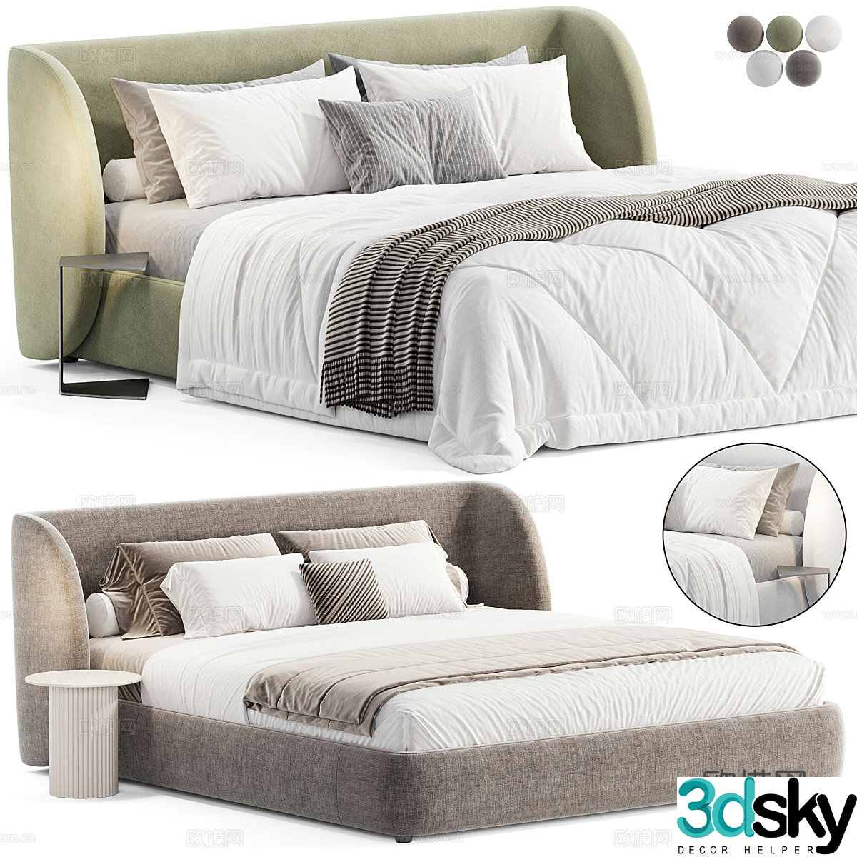 Modern double bed 3d model