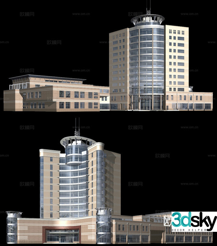 3D model of multi-story public building appearance