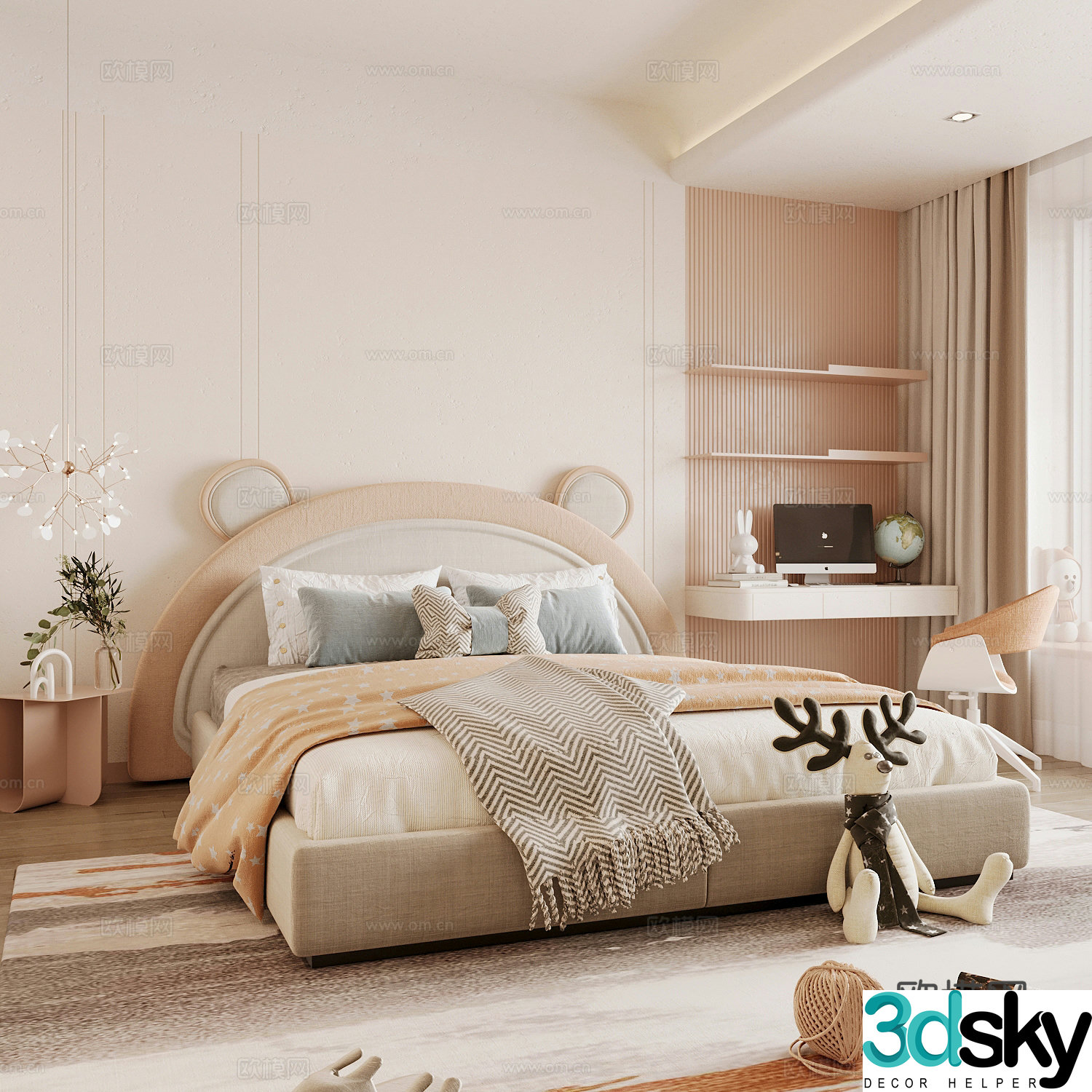 Modern children’s room girl’s room 3d model