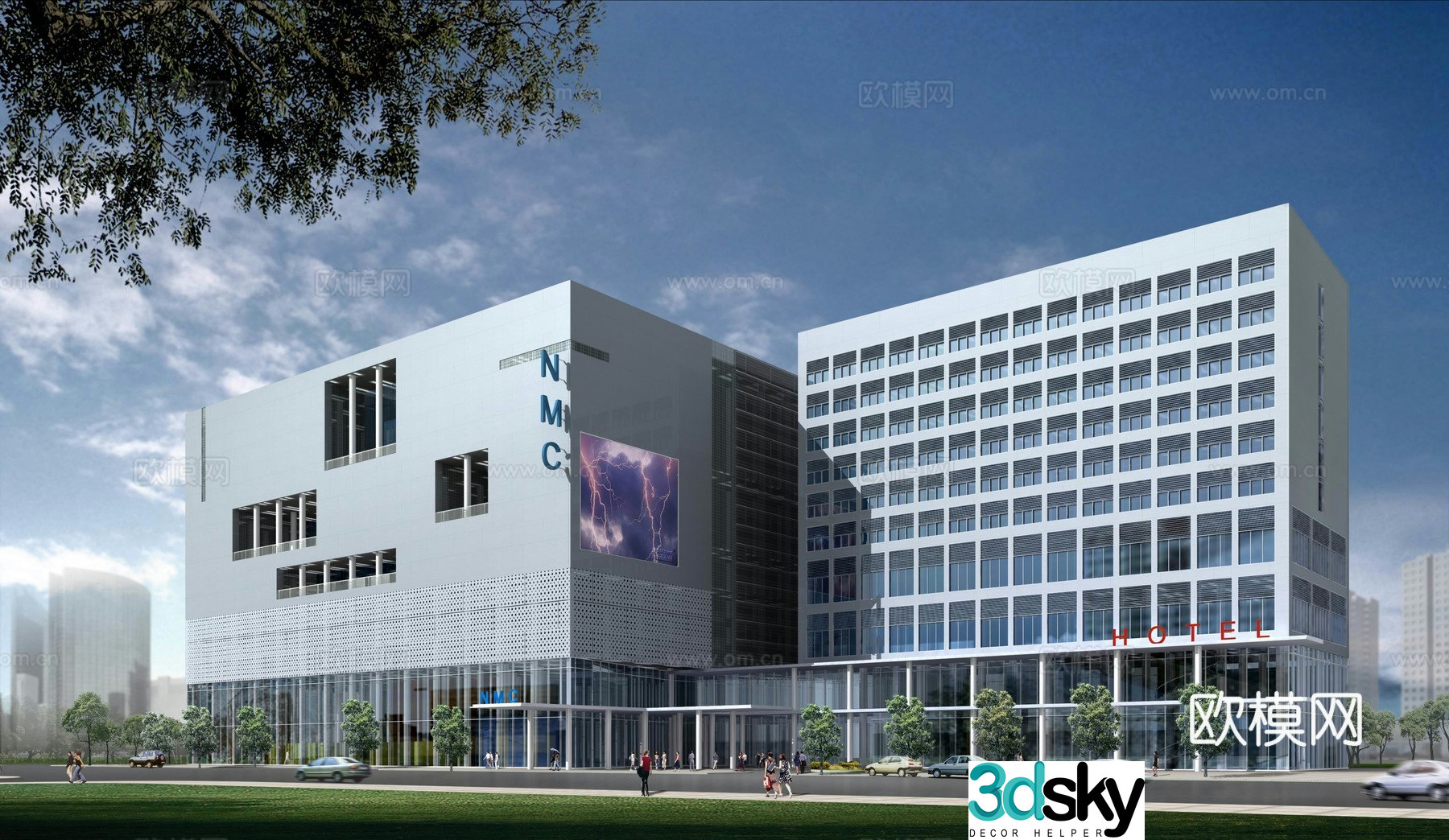 Multi -layer public building modern office building 3D model