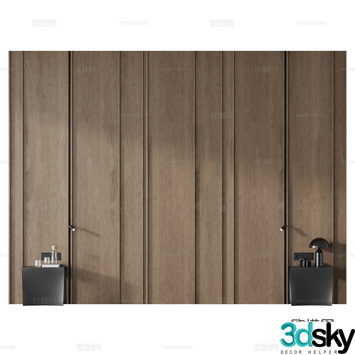 New Chinese style bedside background wall 3D model
