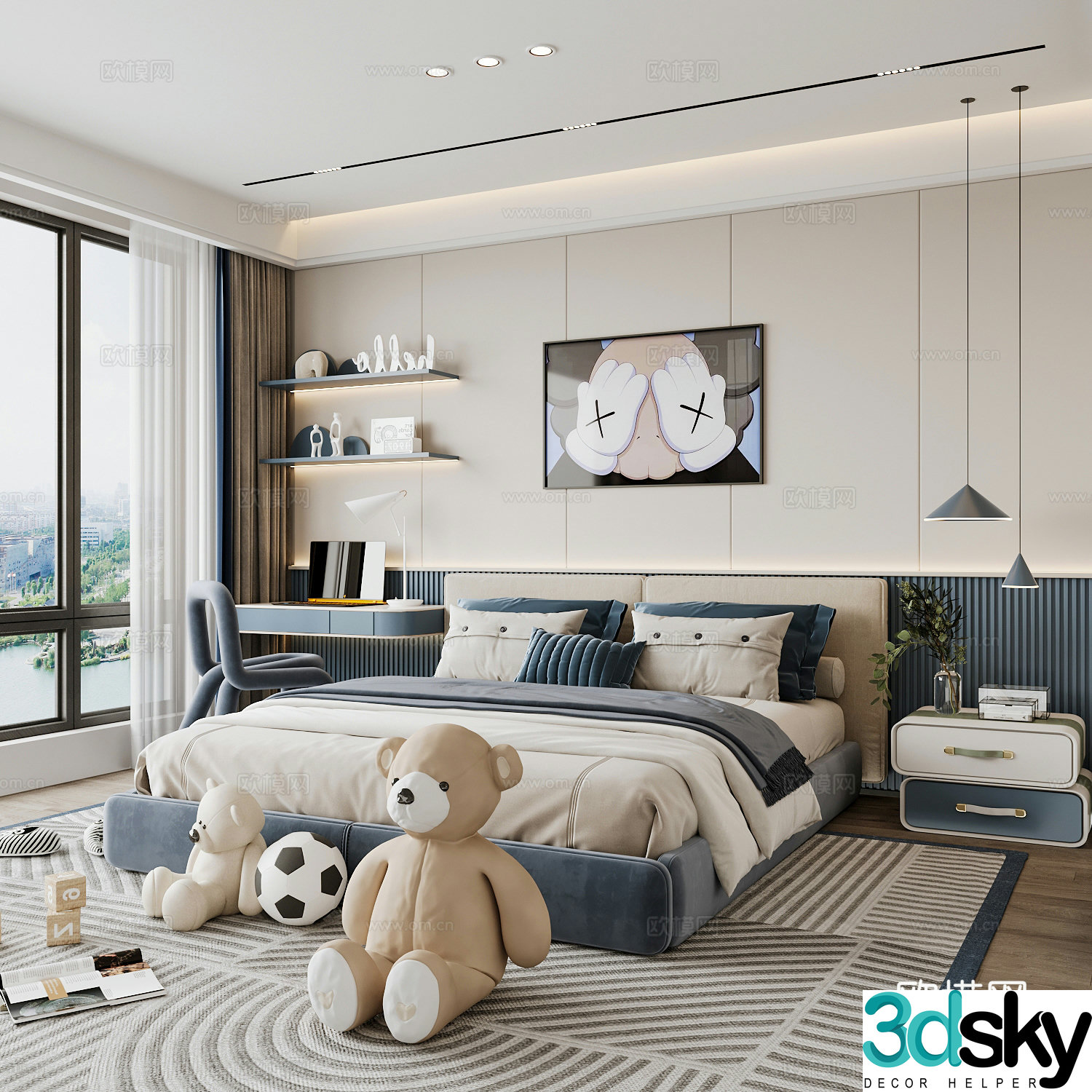 Modern children’s room boy’s room 3d model