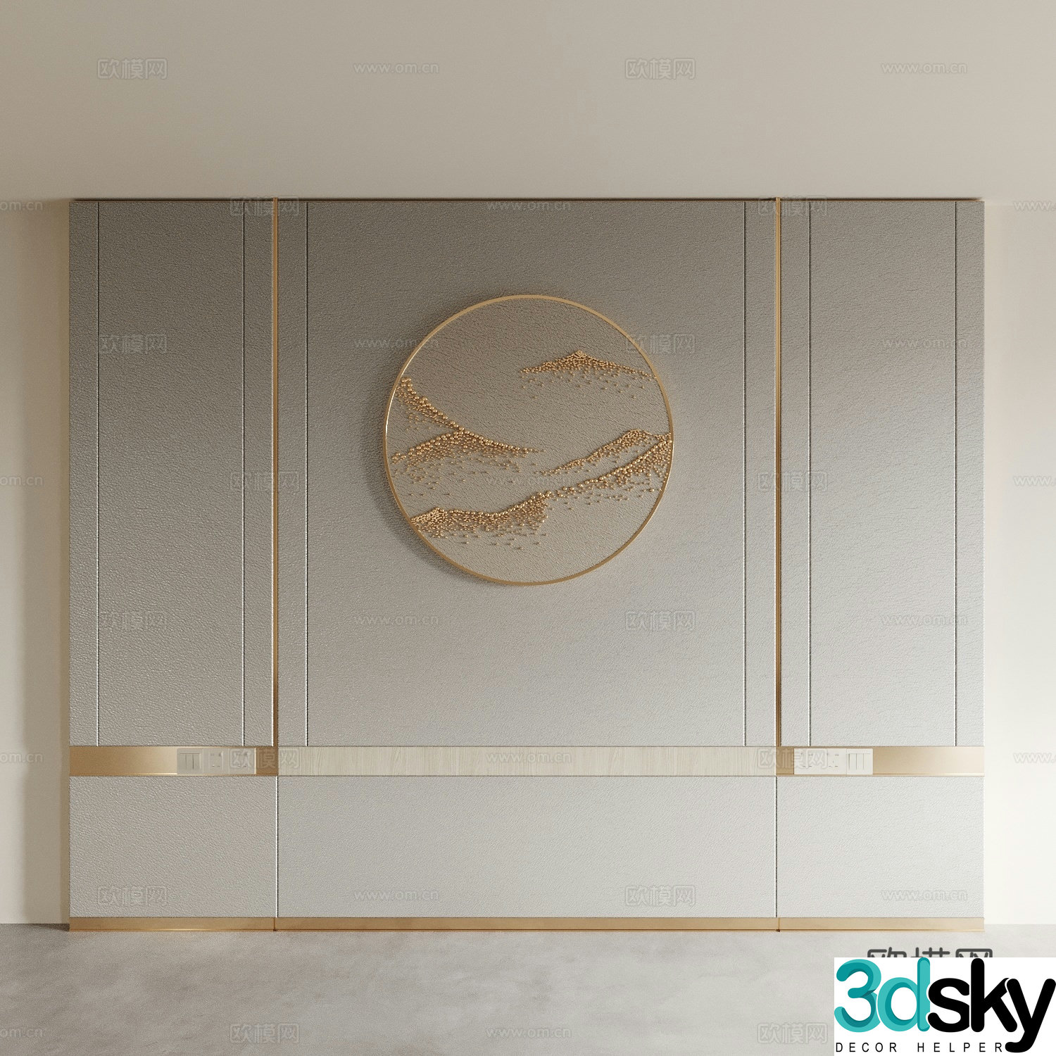 New Chinese style background wall bedside background wall 3d model
