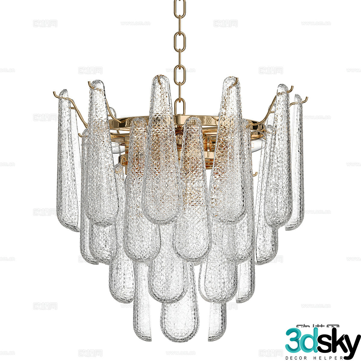 Light luxury crystal chandelier 3d model
