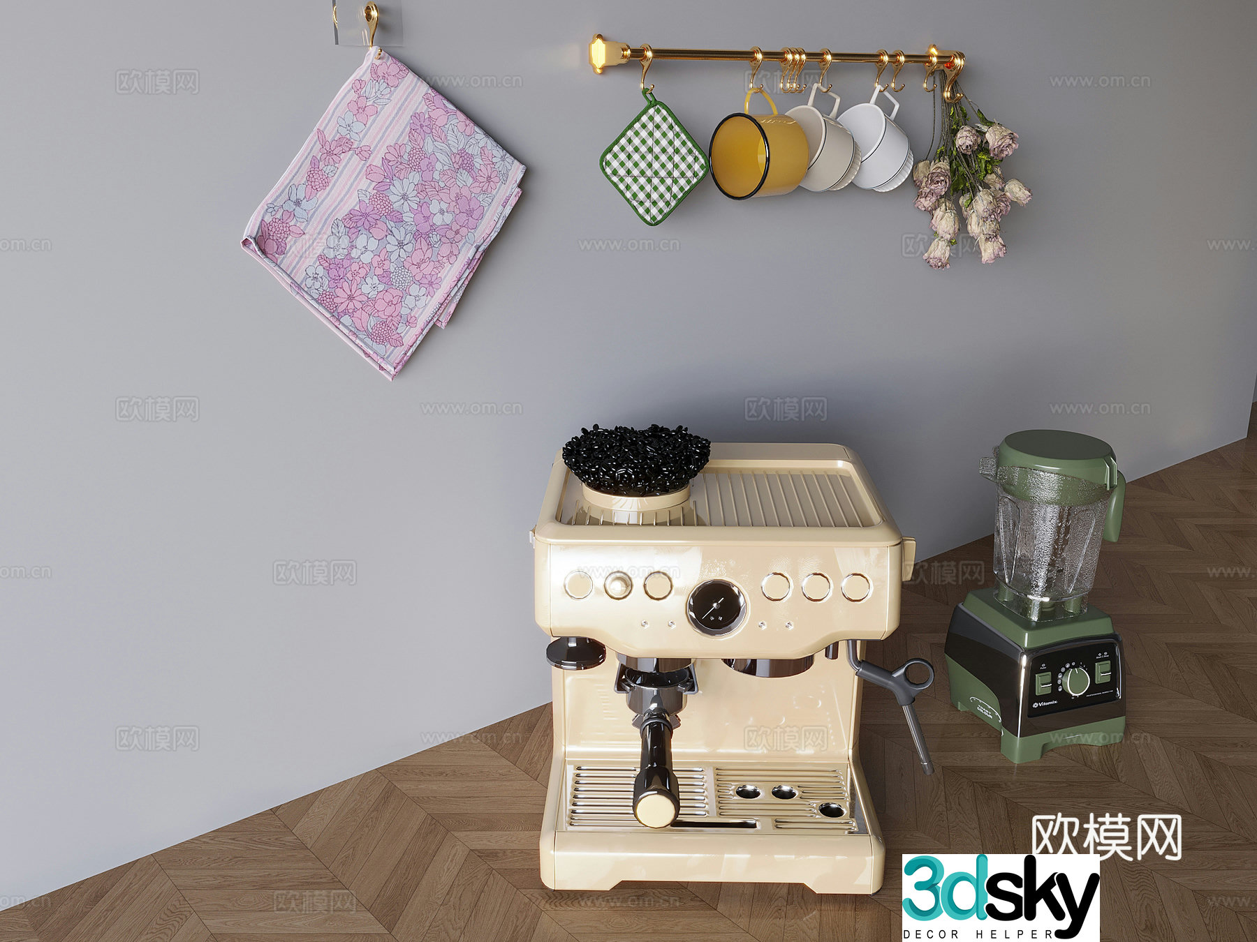 Full automatic coffee machine wall -mounted cup holder 3D model