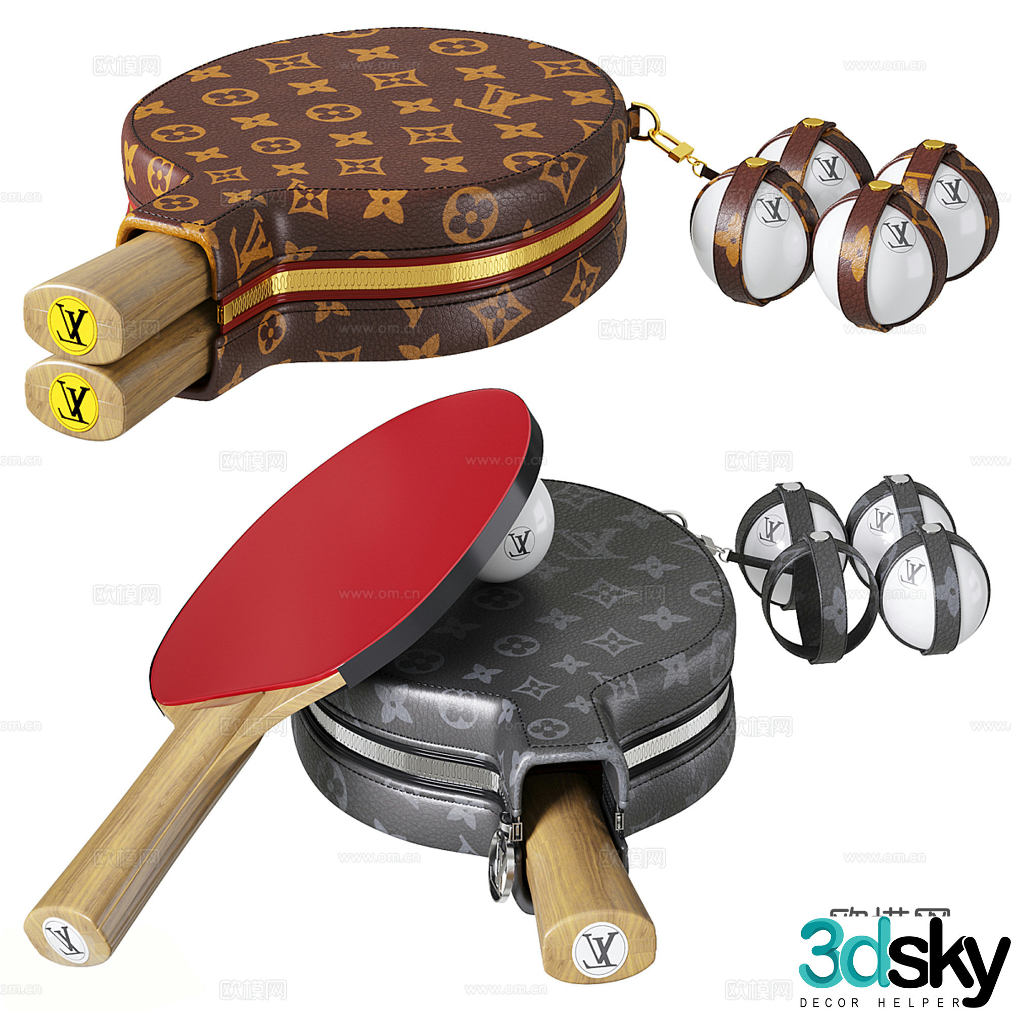 Modern LV table tennis racket 3d model