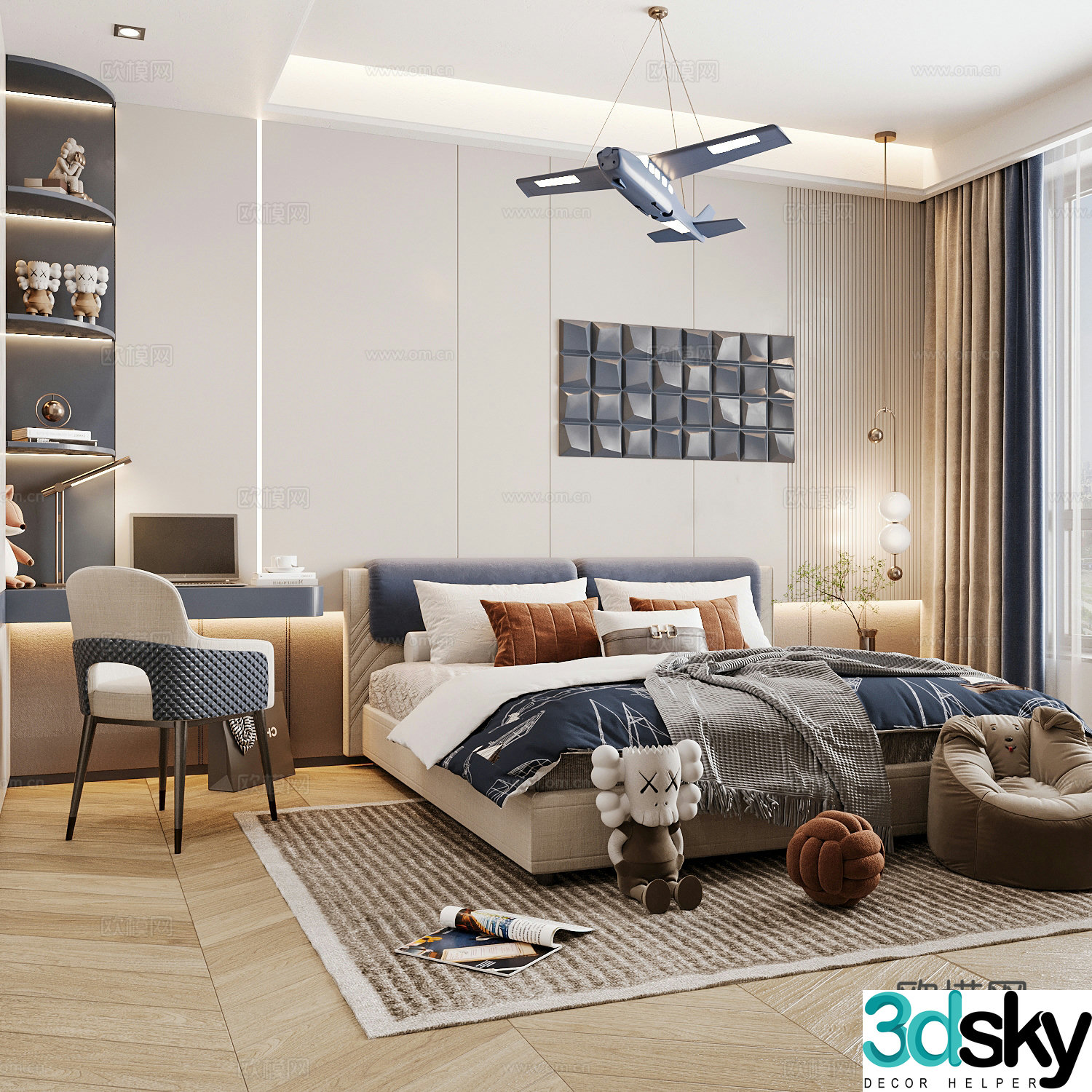 Modern children’s room boy’s room 3d model