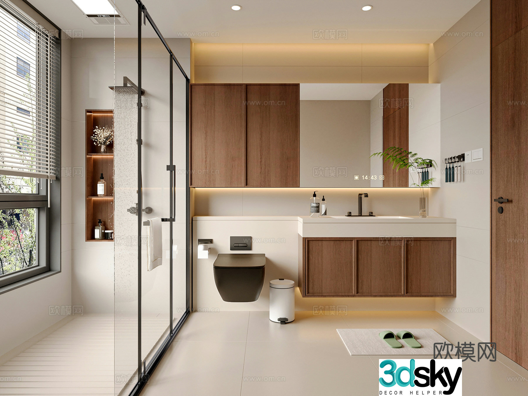 Middle style bathroom 3d model
