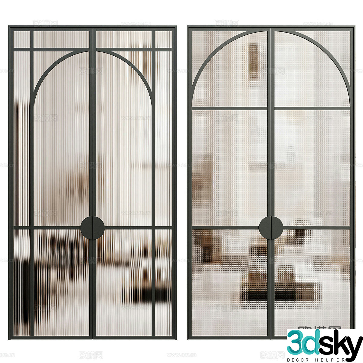 Glass door double-open door 3D model