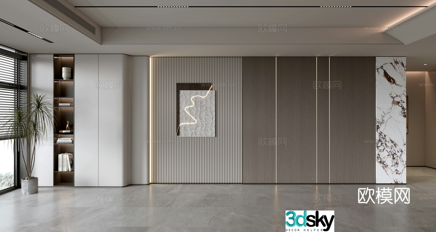 Modern sofa background wall 3d model
