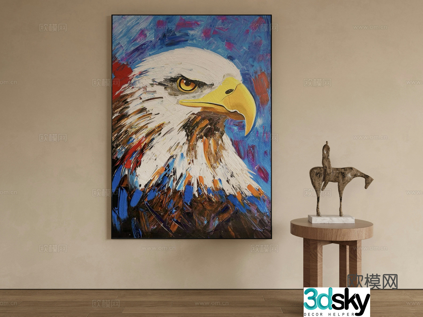 Modern oil painting Eagle painting Decorative painting 3d model