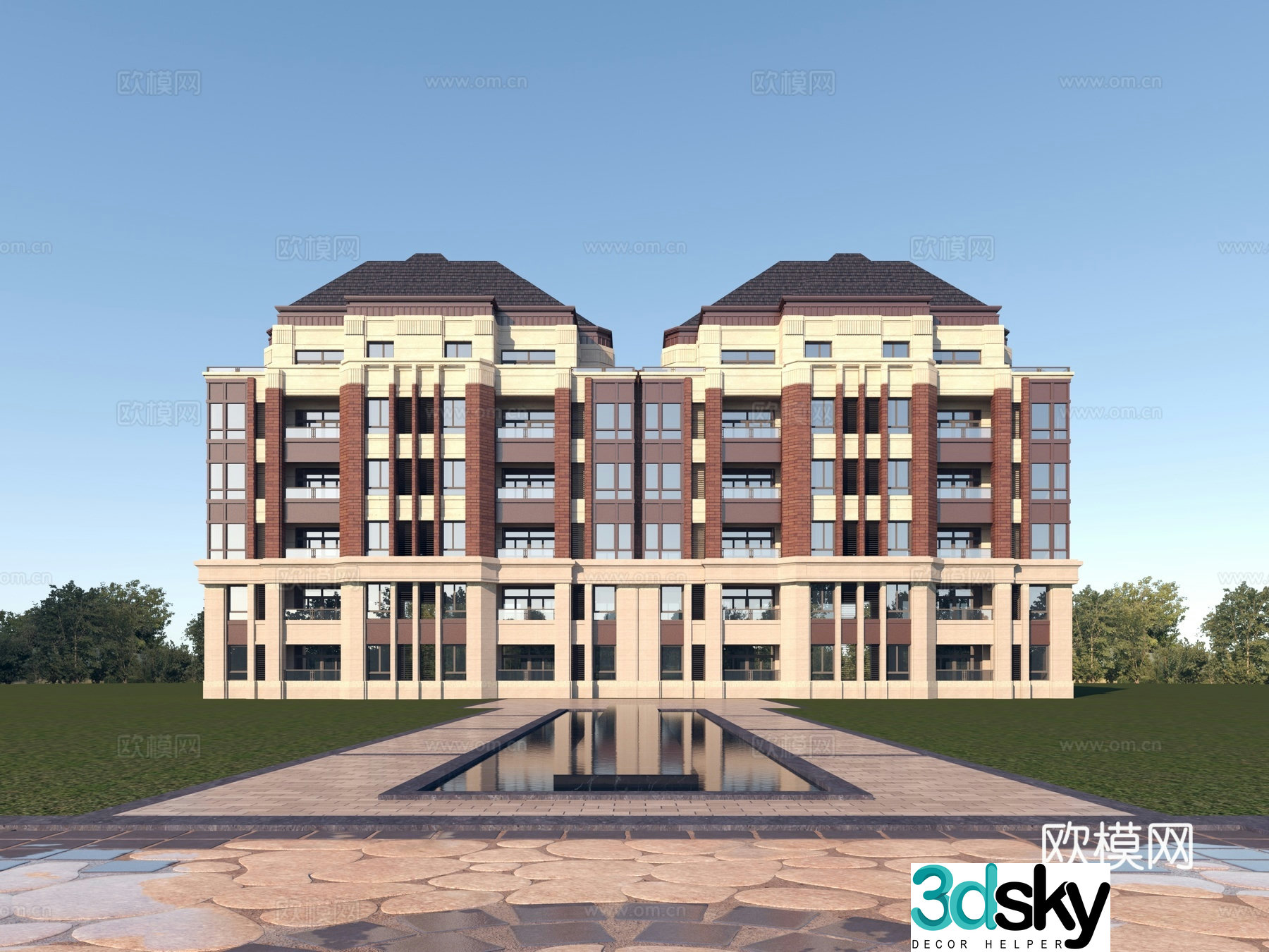 Simple European townhouse exterior 3D model