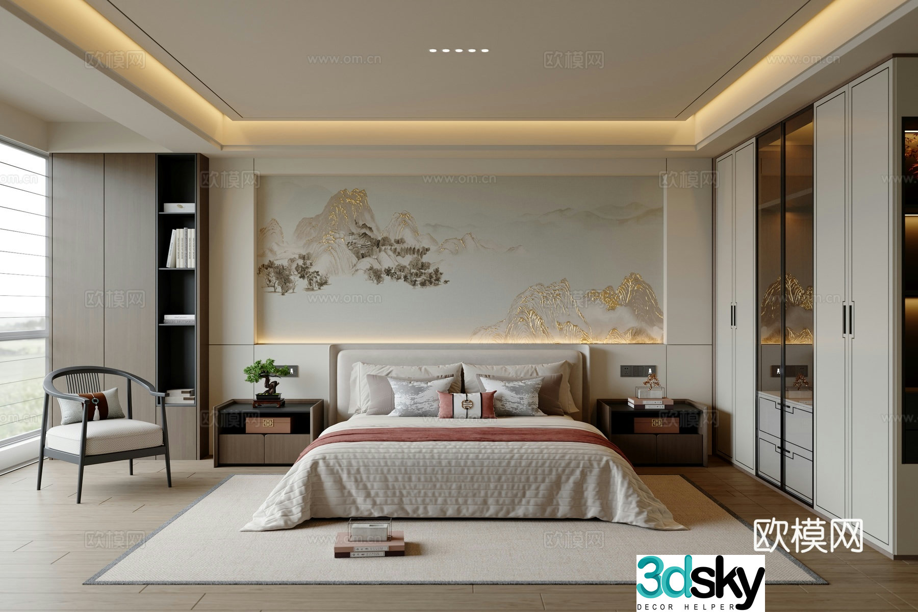 New Chinese style bedroom master bedroom 3D model