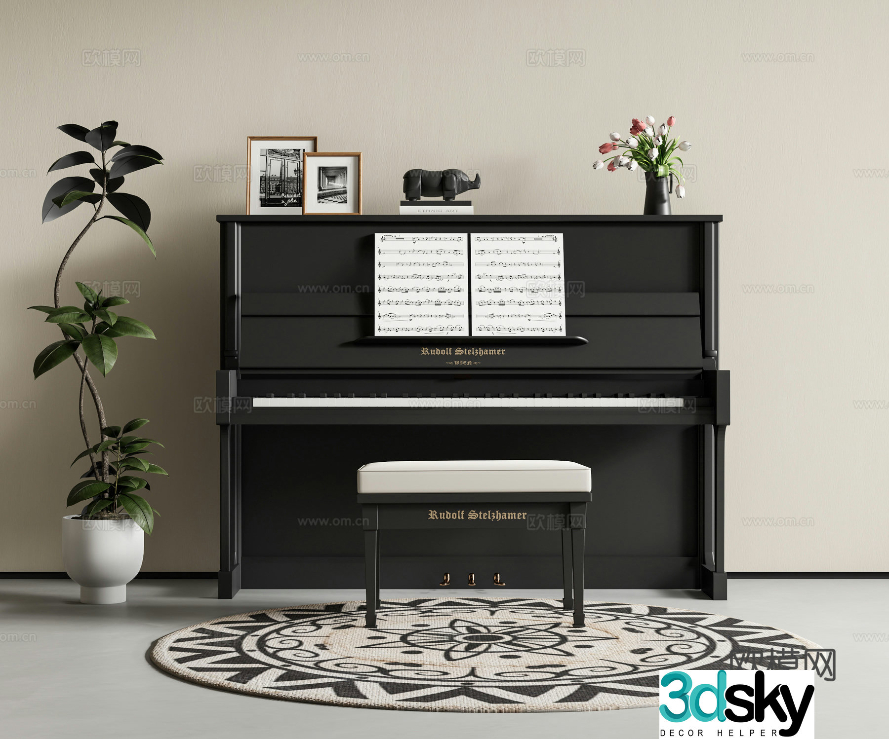 modern piano 3d model