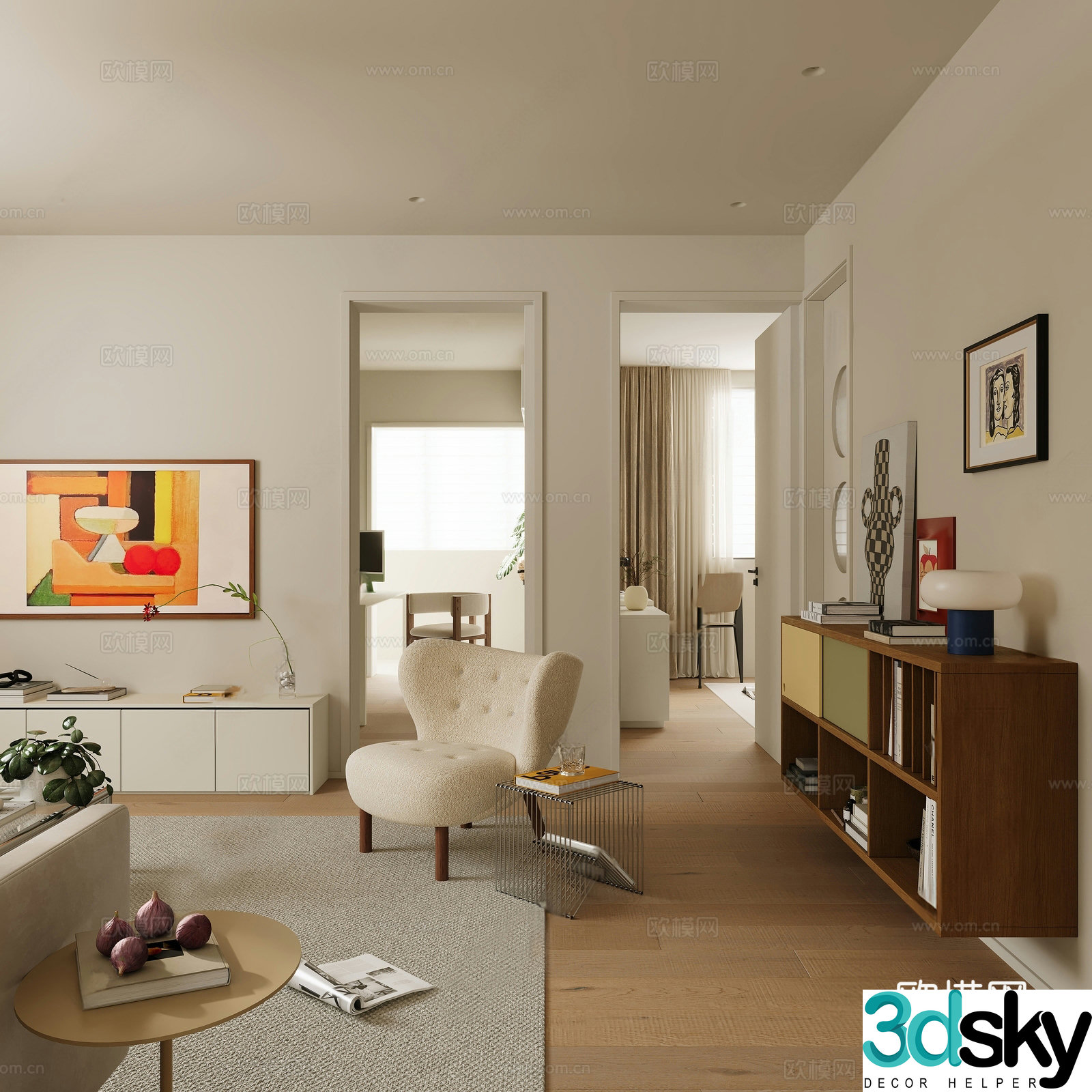 Middle-aged living room 3d model