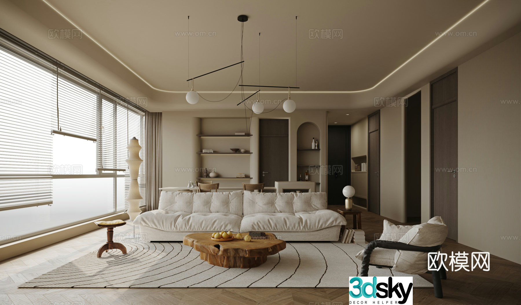 Creamy Style Restaurant 3D Model