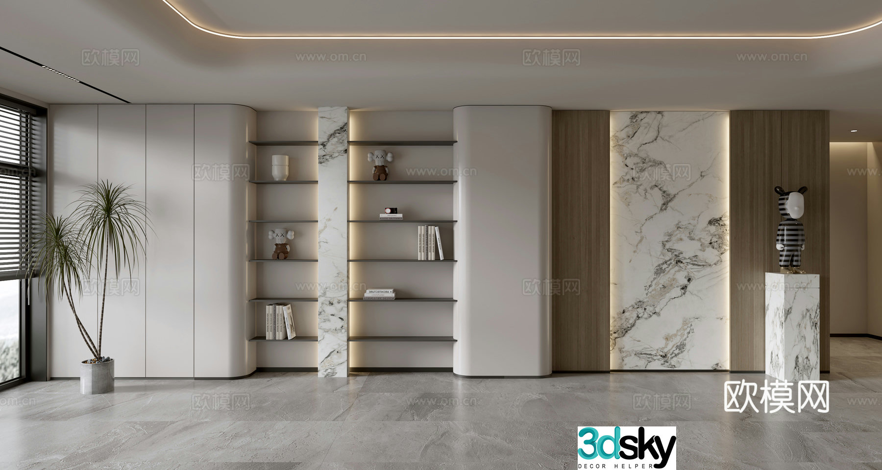 Modern sofa background wall 3d model