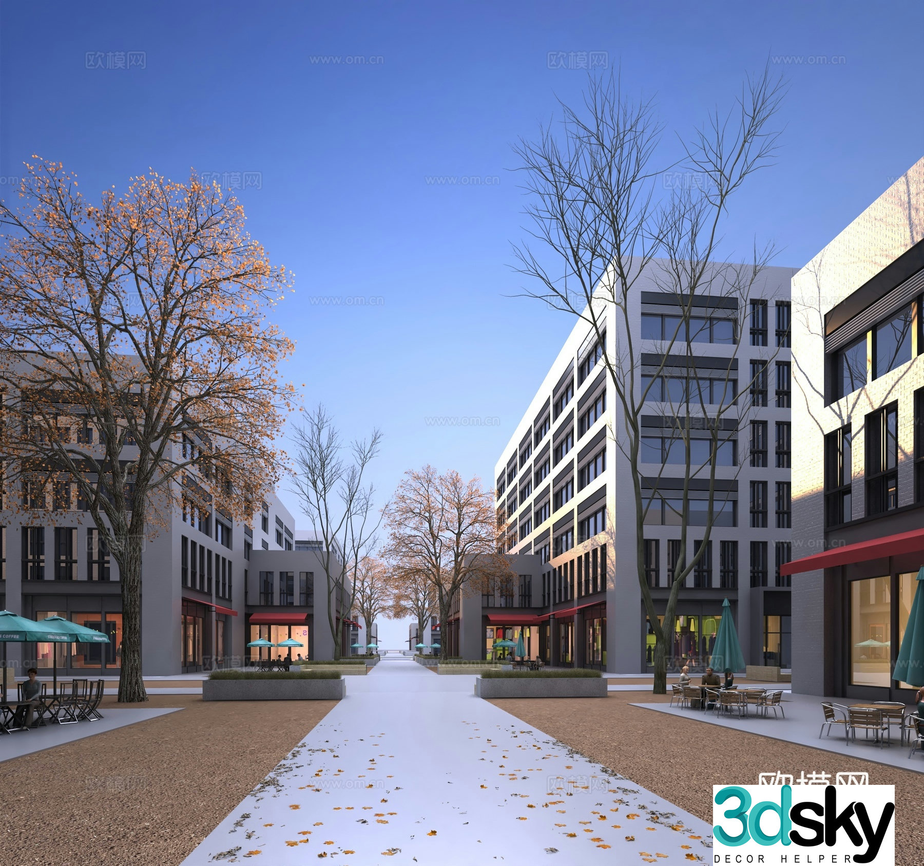 3D model of commercial complex commercial street office building