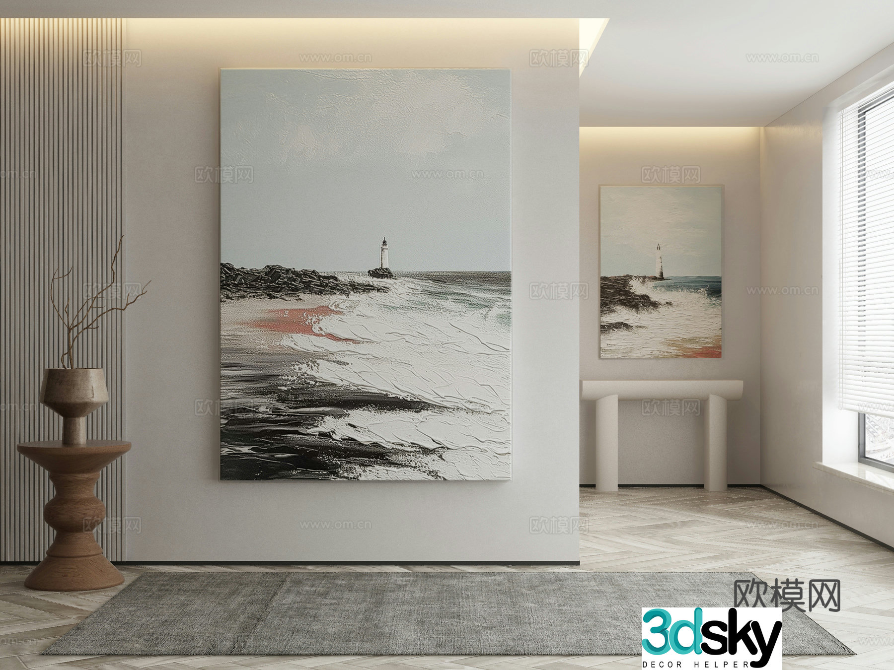 Modern oil painting decorative painting 3d model
