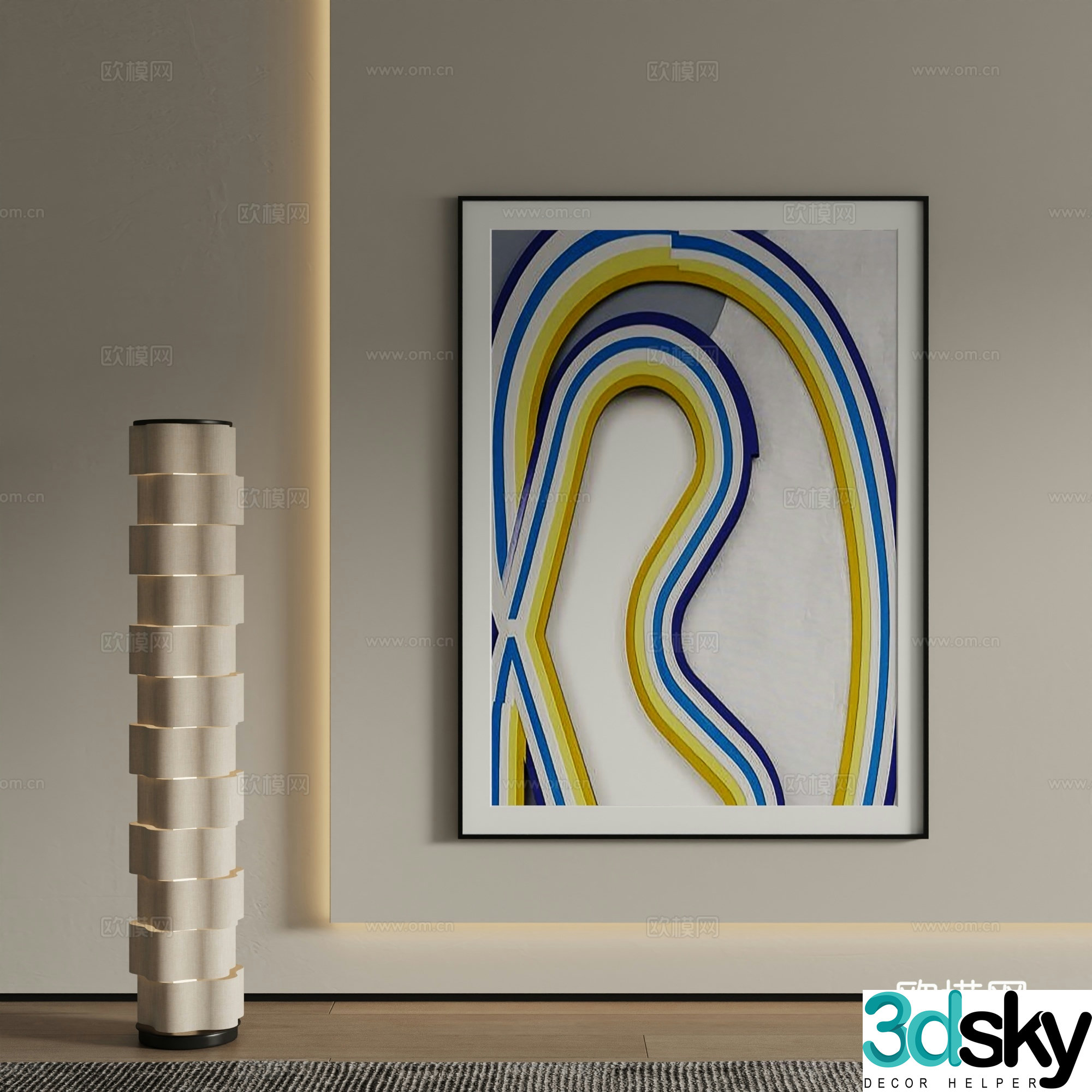 Modern decorative painting Abstract hanging painting 3d model