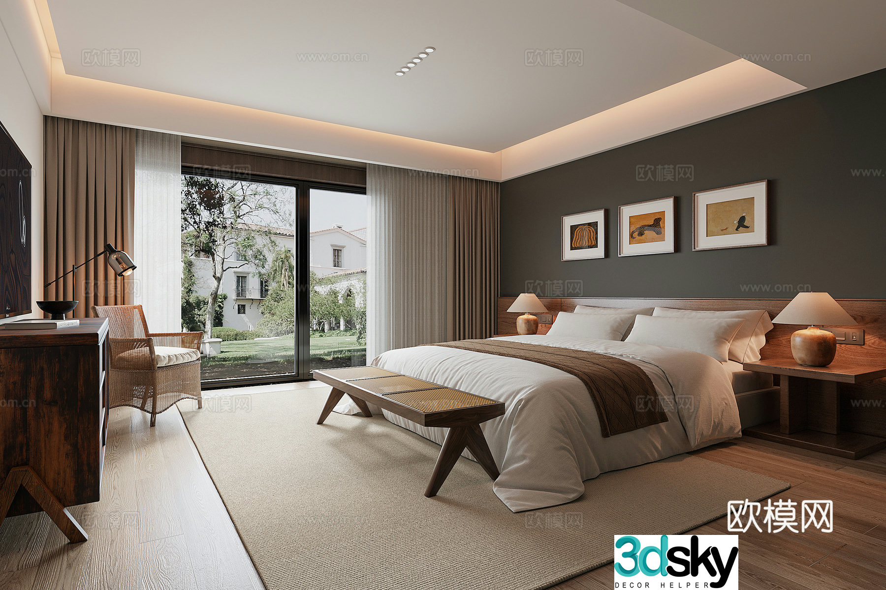 Medieval style bedroom master bedroom bed and breakfast guest room 3d model