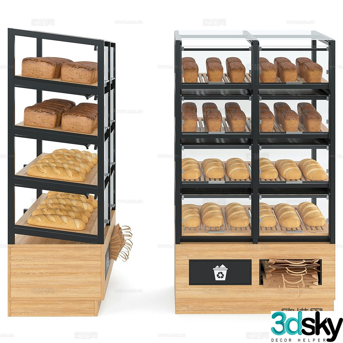 Modern bread display cabinet 3d model
