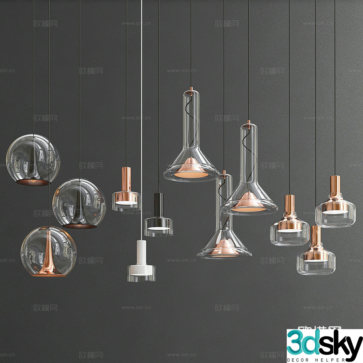 Modern glass chandelier 3d model