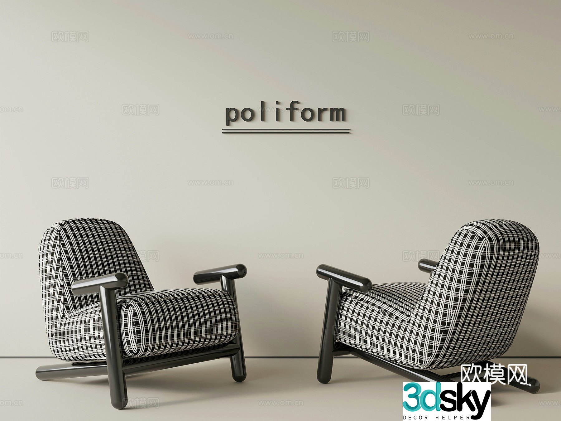 French casual chair sofa chair 3D model