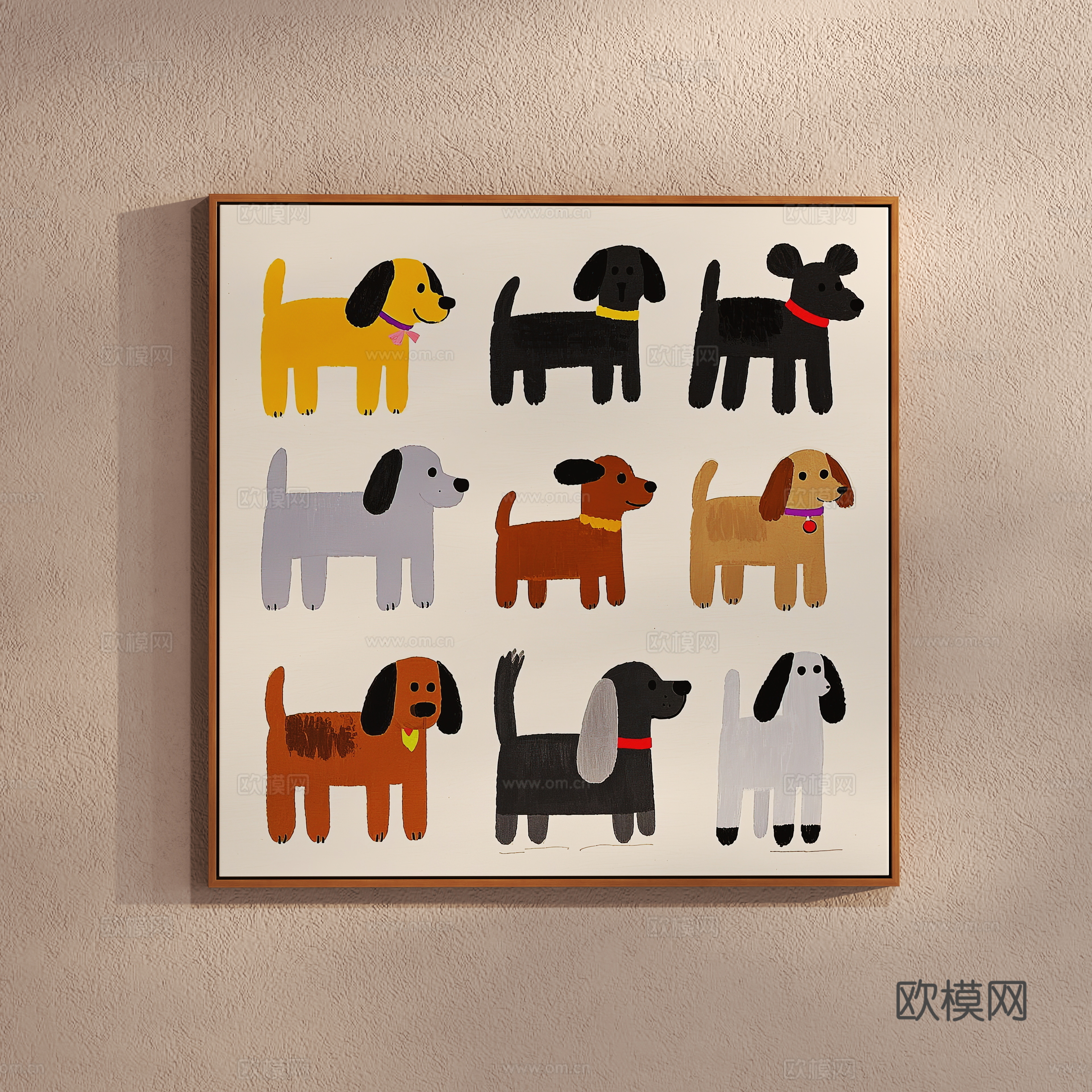 Creamy puppy painting children’s hanging painting 3d model