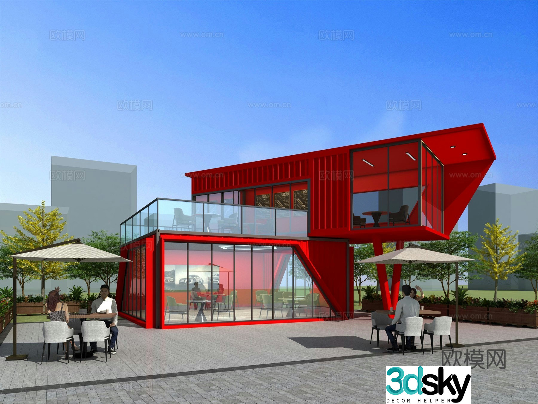 Container renovation characteristic marketing store outside 3D model