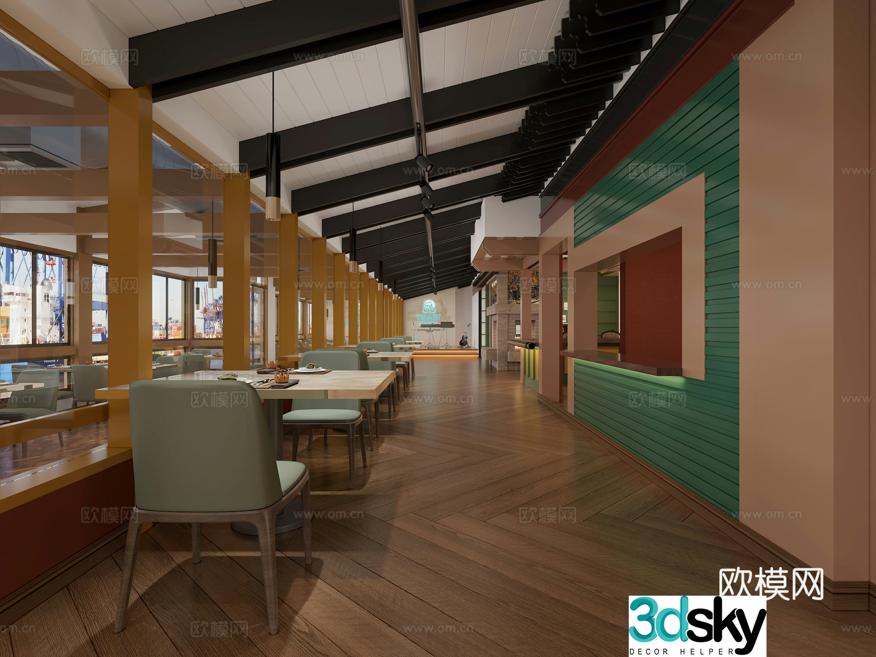 Memphis style cafe 3d model