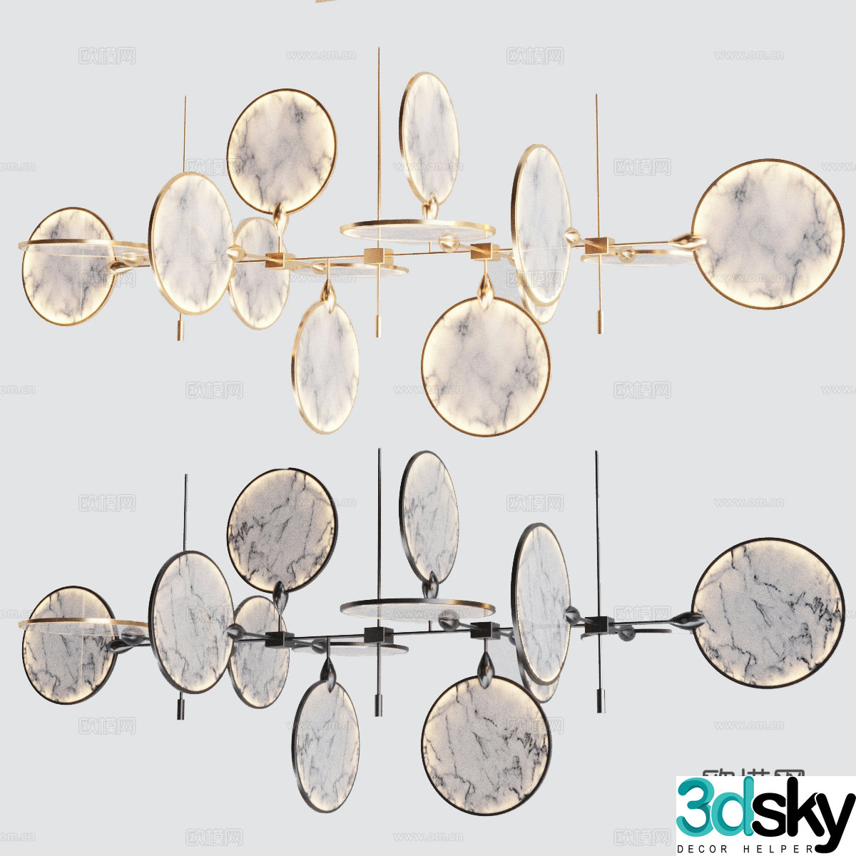 New Chinese marble Craft chandelier 3D model